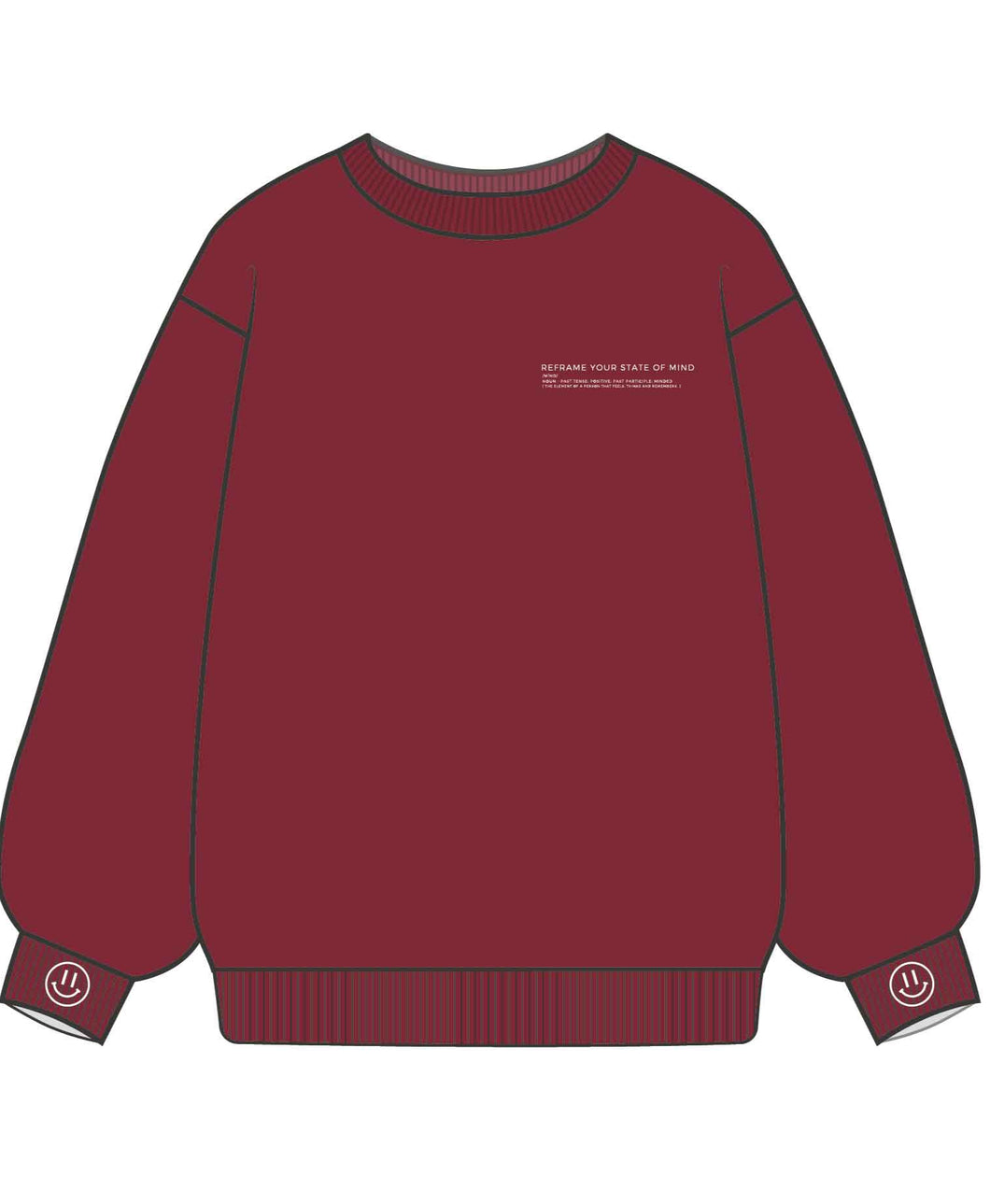 Mock Neck Crew Maroon